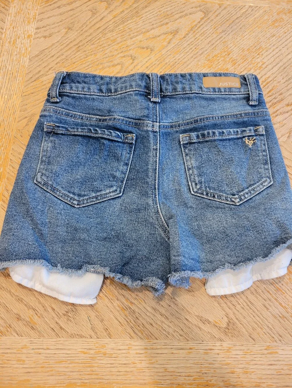 Justice Brand Mini Mom Distressed Short Sequin Pocket Girls Size 10